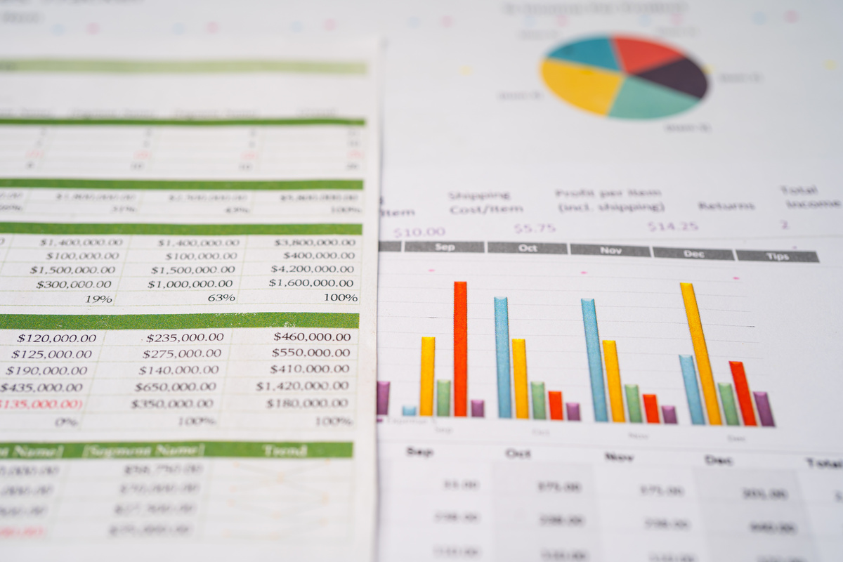 Charts Graphs spreadsheet paper. Financial development, Bank